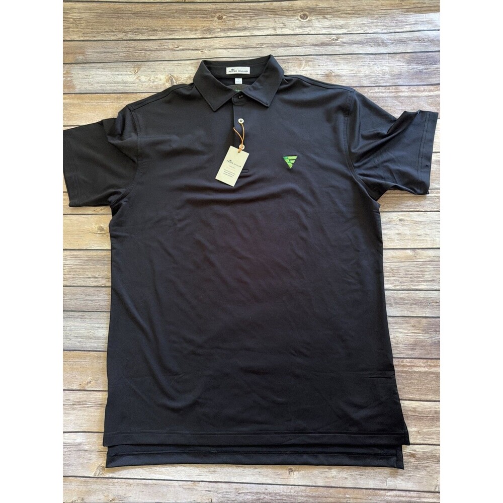 NWT Men's Peter Millar Crown Polo Medium Solid Black Pima Cotton Blend ME0Ek01S